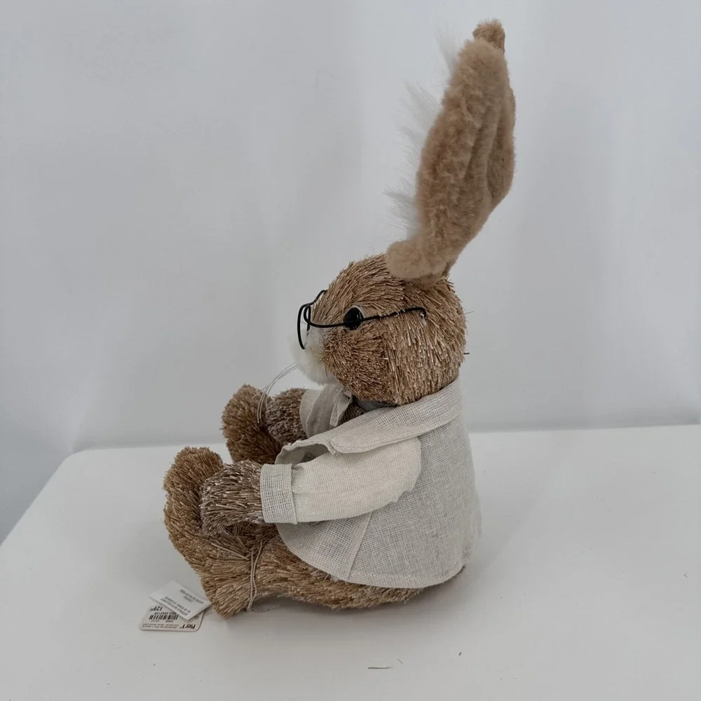 Vintage Pier 1 Sisal Straw Easter Bunny Set Of‎ 2 Dad (new) & Mom Spring Whimsy